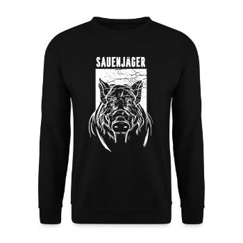 Jäger Jagd Drückjagd Treibjagd Jagdhund Geschenk - Unisex Pullover - Schwarz - Vorne - Alina (178cm) & Michal (187cm)
