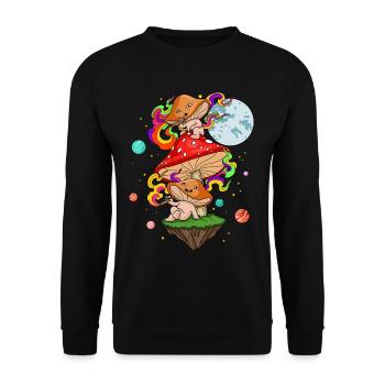 Magic Mushroom Shirt Shrooms Halluzinogene Pilze - Unisex Pullover - Schwarz - Vorne - Alina (178cm) & Michal (187cm)