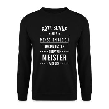 Meister Handwerk Meisterbrief Meisterprüfung - Unisex Pullover - Schwarz - Vorne - Alina (178cm) & Michal (187cm)