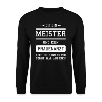 Meister Handwerk Meisterbrief Meisterprüfung - Unisex Pullover - Schwarz - Vorne - Alina (178cm) & Michal (187cm)