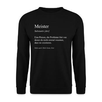 Meister Handwerk Meisterbrief Meisterprüfung - Unisex Pullover - Schwarz - Vorne - Alina (178cm) & Michal (187cm)