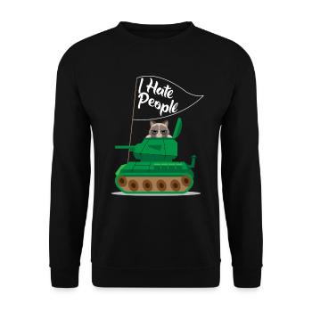 I Hate People Cat Tanks Funny I Hate People - Unisex Sweatshirt - black - Front - Alina (178cm) & Michal (187cm)