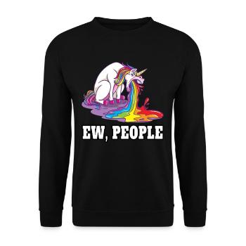 Ew People Einhorn - Unisex Pullover - Schwarz - Vorne - Alina (178cm) & Michal (187cm)