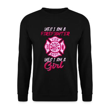Firefighters woman fire rescue heroine fire protection - Unisex Sweatshirt - black - Front - Alina (178cm) & Michal (187cm)