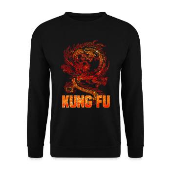 Kung Fu Drache China Kampfkunst Kampfsport - Unisex Pullover - Schwarz - Vorne - Alina (178cm) & Michal (187cm)