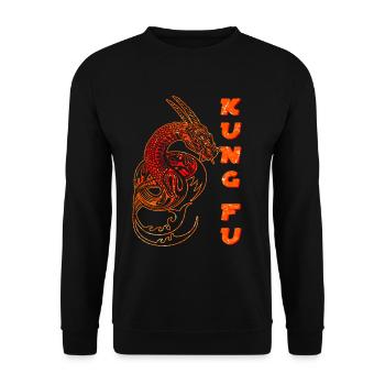 Kung Fu Drache China Kampfkunst Kampfsport - Unisex Pullover - Schwarz - Vorne - Alina (178cm) & Michal (187cm)