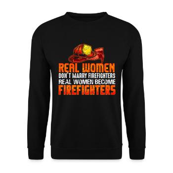 Firefighters woman fire rescue heroine fire protection - Unisex Sweatshirt - black - Front - Alina (178cm) & Michal (187cm)