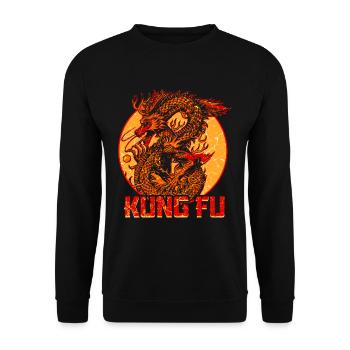 Kung Fu Drache China Kampfkunst Kampfsport - Unisex Pullover - Schwarz - Vorne - Alina (178cm) & Michal (187cm)