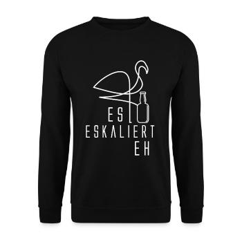 Es Eskaliert Eh Flamingo Bier Alkohol Trinken - Unisex Pullover - Schwarz - Vorne - Alina (178cm) & Michal (187cm)