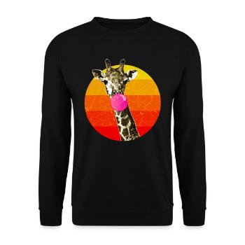 Girafe, à, bubble-gum, girafe, animal - Sweat-shirt Unisexe - noir - Devant - Alina (178cm) & Michal (187cm)