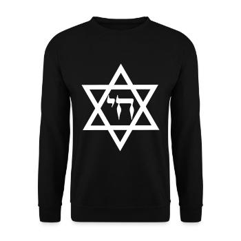 Shalom Davidstern Hebräisch Juden Judentum Jude - Unisex Pullover - Schwarz - Vorne - Alina (178cm) & Michal (187cm)