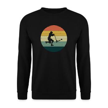 Vintage Scooter Roller Skatepark Stunt Geschenk - Unisex Pullover - Schwarz - Vorne - Alina (178cm) & Michal (187cm)