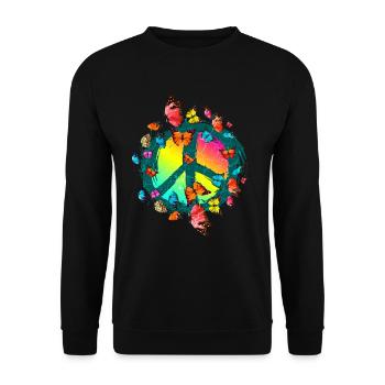 Hippie Butterflies Hippies Flower Power 60s - Unisex Sweatshirt - black - Front - Alina (178cm) & Michal (187cm)
