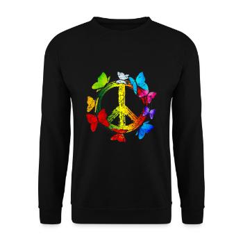 Hippie Butterflies Hippies Flower Power 60s - Unisex Sweatshirt - black - Front - Alina (178cm) & Michal (187cm)