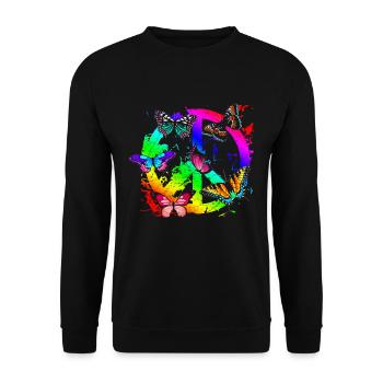 Hippie Butterflies Hippies Flower Power 60s - Unisex Sweatshirt - black - Front - Alina (178cm) & Michal (187cm)
