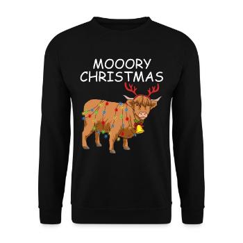 Weihnachten Highland Kuh Geschenk Weihnachtskuh - Unisex Pullover - Schwarz - Vorne - Alina (178cm) & Michal (187cm)