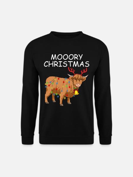 Christmas highland cow gift Christmas cow - Unisex Sweatshirt - black