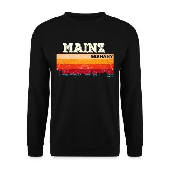Mainz Skyline Heimatstadt Deutschland Städte - Unisex Pullover - Schwarz - Vorne - Alina (178cm) & Michal (187cm)