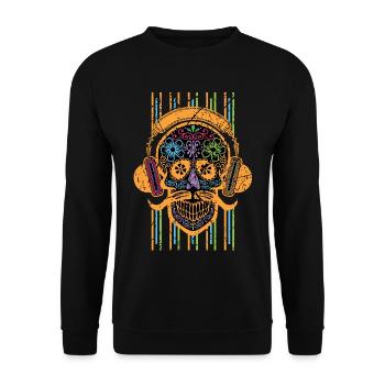 Skull DJ Electronic Music Disc Jockey - Unisex Sweatshirt - black - Front - Alina (178cm) & Michal (187cm)
