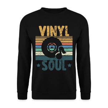 DJ Vinyl Soul Turntable LP Records - Unisex Sweatshirt - black - Front - Alina (178cm) & Michal (187cm)