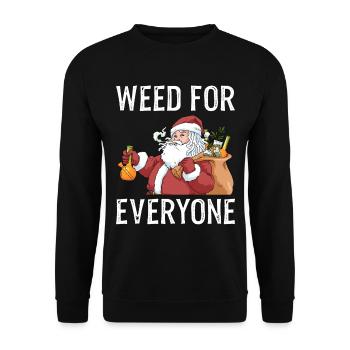 Weed Shirt Cannabis Weihnachten Marijuana Kiffer - Unisex Pullover - Schwarz - Vorne - Alina (178cm) & Michal (187cm)