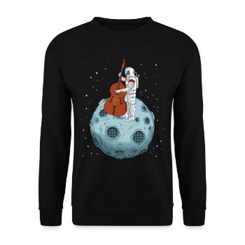 Kontrabass Geschenk Astronaut Big Band Kontrabass - Unisex Pullover - Schwarz - Vorne - Alina (178cm) & Michal (187cm)