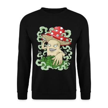Magic Mushroom Kiffer Geschenk Shrooms Marijuana - Unisex Pullover - Schwarz - Vorne - Alina (178cm) & Michal (187cm)