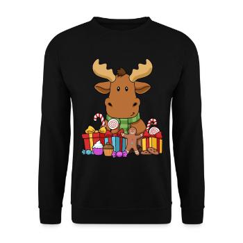 Cadeaux de Noël Elk Shirt Christmas Tree Elk - Sweat-shirt Unisexe - noir - Devant - Alina (178cm) & Michal (187cm)