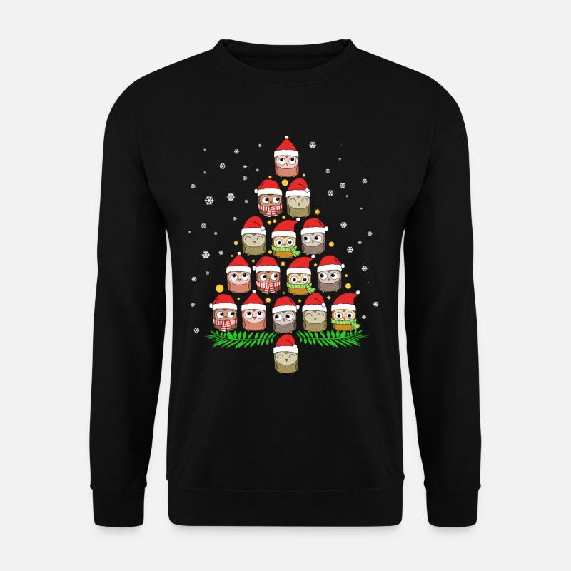Weihnachtsbaum Eulen Weihnachten Eulenshirt Eule - Unisex Pullover - Schwarz