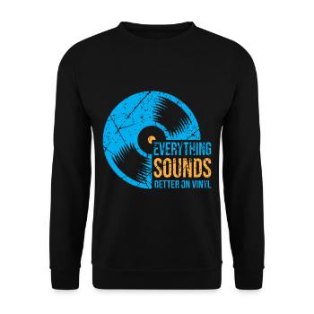 DJ Vinyl Turntable LP Records Music - Unisex Sweatshirt - black - Front - Alina (178cm) & Michal (187cm)