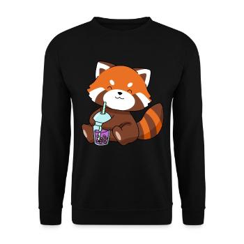 Red Panda Bubble Tea Gift Boba Tea Red Panda - Unisex Sweatshirt - black - Front - Alina (178cm) & Michal (187cm)