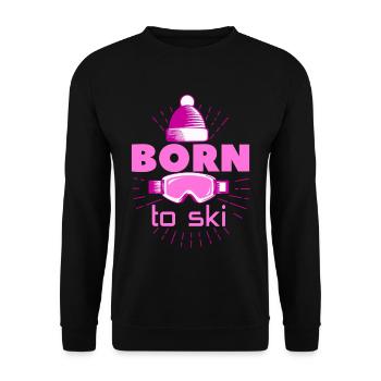 Born To Ski Winter Beanie & Ski Goggles - Unisex Sweatshirt - black - Front - Alina (178cm) & Michal (187cm)