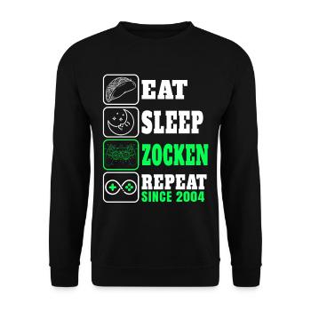 Gamer Gift Eat Sleep Zocken Since 2004 to gamble - Unisex Sweatshirt - black - Front - Alina (178cm) & Michal (187cm)