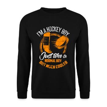 Eishockey Junge Hockey Boy Sohn Hockeyspieler - Unisex Pullover - Schwarz - Vorne - Alina (178cm) & Michal (187cm)