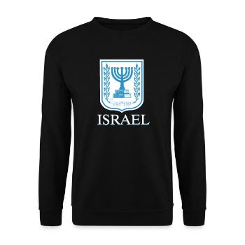 Israel IDF Mossad Menorah Tel Aviv Gift - Unisex Sweatshirt - black - Front - Alina (178cm) & Michal (187cm)
