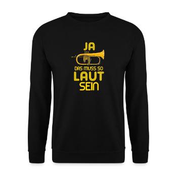 Flügelhorn Hornspieler Hornist Horn Geschenk - Unisex Pullover - Schwarz - Vorne - Alina (178cm) & Michal (187cm)