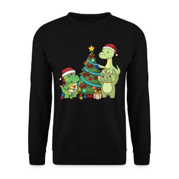 Chemise Dinosaure Enfants Brachiosaure de Noël - Sweat-shirt Unisexe - noir - Devant - Alina (178cm) & Michal (187cm)