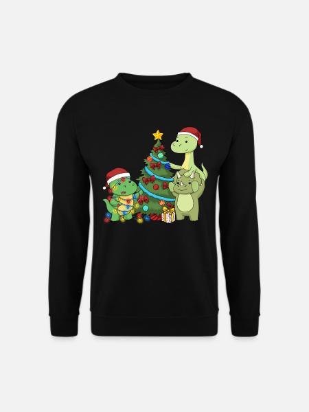 Dinosaurier Shirt Kinder Weihnachten Brachiosaurus - Unisex Pullover - Schwarz