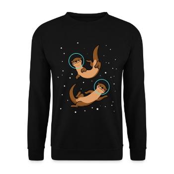 Otter Astronaut Gift Space Fan Kids Otter - Unisex Sweatshirt - black - Front - Alina (178cm) & Michal (187cm)