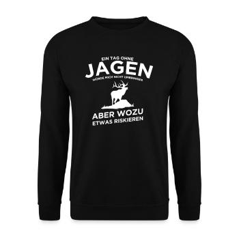 Jäger Jagd Drückjagd Jägerin Fuchs Geschenk - Unisex Pullover - Schwarz - Vorne - Alina (178cm) & Michal (187cm)