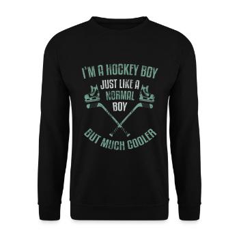 Hockey Boy Eishockey Jungen Wintersport - Unisex Pullover - Schwarz - Vorne - Alina (178cm) & Michal (187cm)