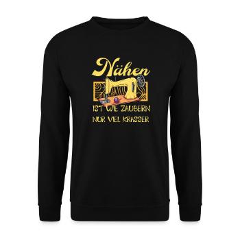 Nähen Näherin Wolle Stricken Handarbeit - Unisex Pullover - Schwarz - Vorne - Alina (178cm) & Michal (187cm)