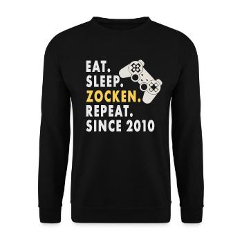 Eat Sleep gambling Since 2010 design for gamers - Unisex Pullover - Schwarz - Vorne - Alina (178cm) & Michal (187cm)