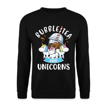 Bubble Tea Licorne Cadeau Filles Bubble Tea - Sweat-shirt Unisexe - noir - Devant - Alina (178cm) & Michal (187cm)