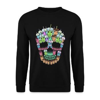 Bubble Tea Skull Gift Boba Tea Bubble Tea - Unisex Sweatshirt - black - Front - Alina (178cm) & Michal (187cm)