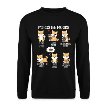 Coffee lover gift Shiba Inu coffee dog - Unisex Sweatshirt - black - Front - Alina (178cm) & Michal (187cm)
