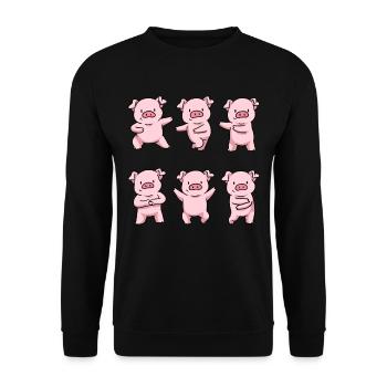 Schwein Shirt Schwein Geschenk Männer Schwein - Unisex Pullover - Schwarz - Vorne - Alina (178cm) & Michal (187cm)