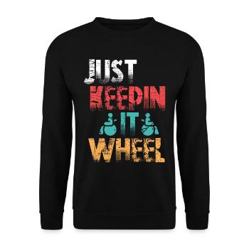 Wheelchair user wheelchair - Unisex Sweatshirt - black - Front - Alina (178cm) & Michal (187cm)