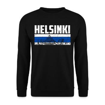 Helsinki Finland - Unisex Sweatshirt - black - Front - Alina (178cm) & Michal (187cm)