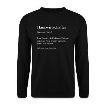 Hauswirtschaft Hauswirtschafter Geschenk Idee - Unisex Pullover - Schwarz - Vorne - Alina (178cm) & Michal (187cm)